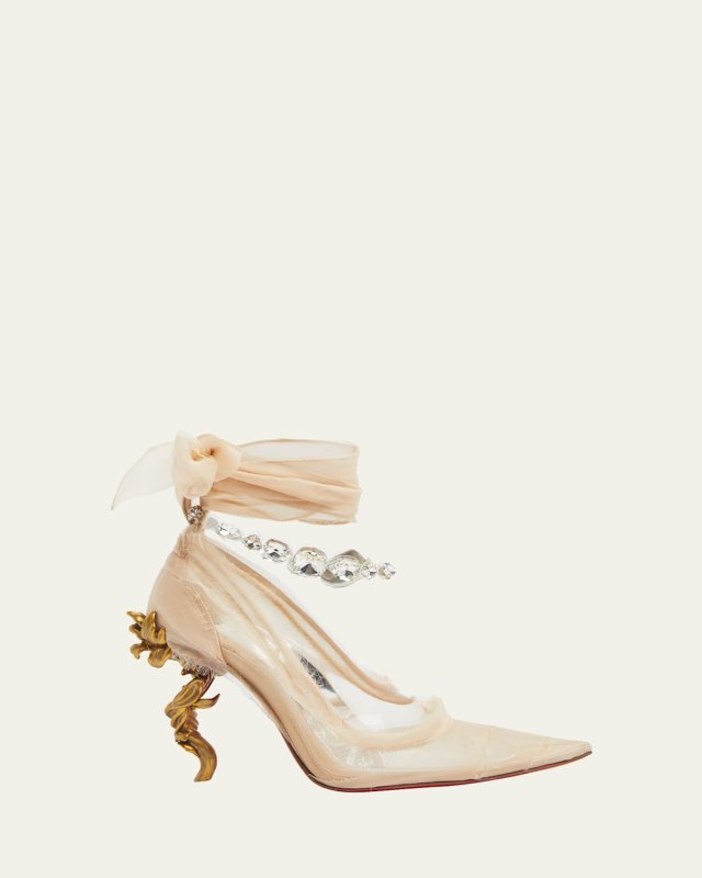Belle & Jewels Ankle-Tie Red Sole Pumps
